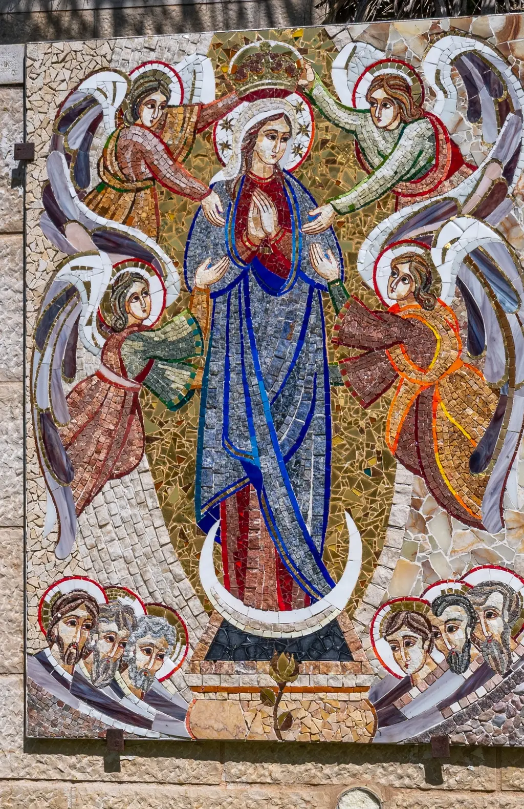 Mosaic of the Virgin Mary crowned among angels, donated by Gozo and Malta.